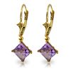 Image 1 : Genuine 3.2 ctw Amethyst Earrings Jewelry 14KT Yellow Gold - REF-30R2P