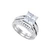 Image 1 : 2 CTW Princess Invisible-set Diamond Bridal Ring 14K Yellow Gold