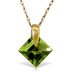 Genuine 1.16 ctw Peridot Necklace Jewelry 14KT Yellow Gold - REF-13A2K