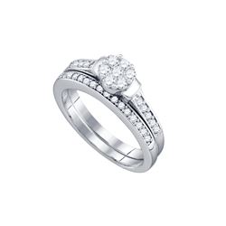 0.5 CTW Natural Diamond Cluster Bridal Engagement Ring 10K White Gold