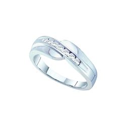 0.25 CTW Channel-Set Natural Diamond Mens Masculine Curved Band 14K White Gold