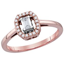 0.28 CTW Emerald Natural Diamond Solitaire Ring 14K Rose Gold