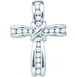 0.2 CTW Natural Diamond Cross Faith Pendant 10K White Gold