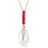 Image 1 : Genuine 4.2 ctw Pearl & Ruby Necklace Jewelry 14KT Rose Gold - REF-19X3M