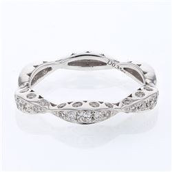 Prong-set Diamond Pinched Fashion Band in 14K White Gold - REF-53Y5X