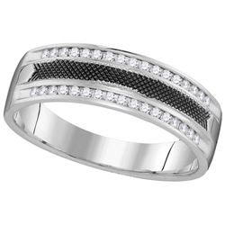 0.25 CTW Mens Natural Diamond Black-tone Anniversary Band 14K White Gold