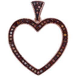 0.2 CTW Red Colored Diamond Heart Love Pendant 10K Rose Gold