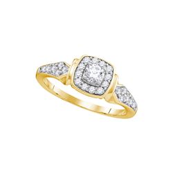 0.5 CTW Natural Diamond Halo Bridal Engagement Anniversary Ring 10K Yellow Gold