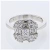 Image 1 : Baguette & Round w/ Princess cut Diamond Ring in 18K White Gold - REF-247Y4X
