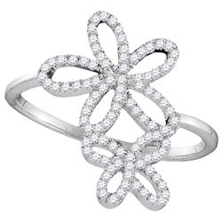 0.2 CTW Natural Diamond Flower Star Cluster Ring 10K White Gold