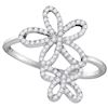 Image 1 : 0.2 CTW Natural Diamond Flower Star Cluster Ring 10K White Gold