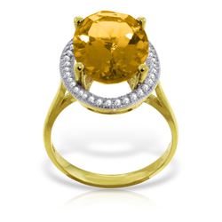 Genuine 5.28 ctw Citrine & Diamond Ring Jewelry 14KT Yellow Gold - REF-83H3X