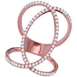 0.65 CTW Natural Diamond Open Crossover Band 18K Rose Gold