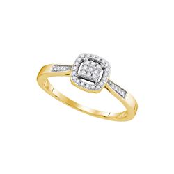 0.13 CTW Natural Diamond Cluster Bridal Engagement Ring 10K Yellow Gold