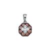 Image 1 : 0.5 CTW Cognac-brown Colored Diamond Flower Cluster Pendant 14K White Gold