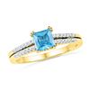 Image 1 : 0.65 CTW Lab-created Blue Topaz & Natural Diamond Bridal Ring 10K Yellow Gold