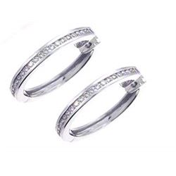 14K White Gold 0.95CTW Diamond Hoop Earring - REF-148X2Y