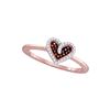 Image 1 : 0.1 CTW Red Colored Diamond Heart Love Ring 10K Rose Gold