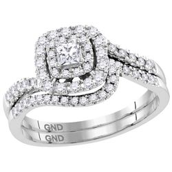 0.5 CTW Princess Natural Diamond Bridal Engagement Ring 14K White Gold