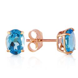 Genuine 1.80 ctw Blue Topaz Earrings Jewelry 14KT Rose Gold - REF-16W3Y