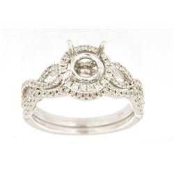 14K White Gold 0.7CTW Diamond Wedding Ring Set - REF-108M5F