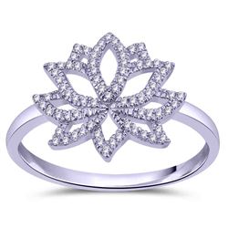 0.11 CTW 14K White Gold Ladies Ring - REF-24M3F