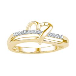 0.06 CTW Natural Diamond Heart Love Ring 10K Yellow Gold