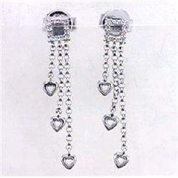 14K White Gold 0.1CTW Diamond Earring - REF-20R3K