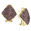 Image 1 : 1.90 CTW Cognac-brown Colored Diamond Square Cluster Earrings 10K Yellow Gold