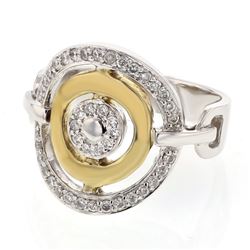18K Two Tone Gold 0.37CTW Diamond Fashion Ring - REF-100K7R