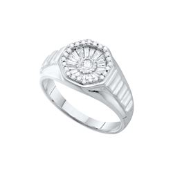 0.5 CTW Mens Natural Diamond Cluster Ring 14K White Gold