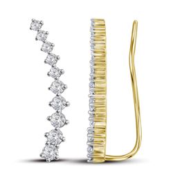 0.75 CTW Natural Diamond Climber Earrings 14K Yellow Gold