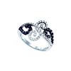 Image 1 : 0.33 CTW Black Colored Diamond Whimsical Swirled Fine Cocktail Ring 10K White Gold