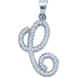 0.19 CTW Natural Diamond Cursive Letter C Pendant 10K White Gold