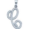 Image 1 : 0.19 CTW Natural Diamond Cursive Letter C Pendant 10K White Gold