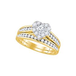 1.25 CTW Princess Natural Diamond Heart Bridal Engagement Ring 14K Yellow Gold