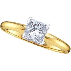 0.89 CTW Princess Natural Diamond Solitaire Bridal Engagement Ring 14K Yellow Gold