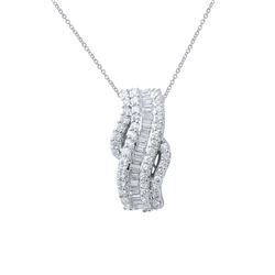 18K Gold 1.01 CTW Diamond & Baguette Necklace - REF-153F7M