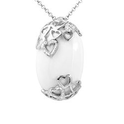 18K Gold 51.57 CTW Agate & Diamond Necklace - REF-117M7F