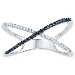 0.16 CTW Black Colored Diamond Crossover Band 10K White Gold
