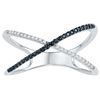 Image 1 : 0.16 CTW Black Colored Diamond Crossover Band 10K White Gold