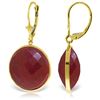 Image 1 : Genuine 46 ctw Ruby Earrings Jewelry 14KT Yellow Gold - REF-62W3Y