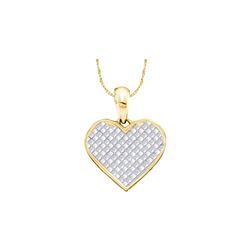 0.25 CTW Princess Natural Diamond Heart Love Pendant 14K Yellow Gold