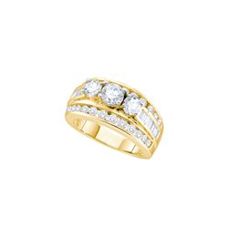 1 CTW Natural Diamond 3-stone Bridal Engagement Ring 14K Yellow Gold