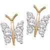 Image 1 : 0.3 CTW Diamond Cluster Butterfly Bug Wings Screwback Stud Fine Earrings 14K Yellow Gold