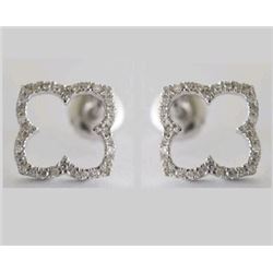 14K White Gold 0.13CTW Ladies Diamond Earring - REF-19X9Y
