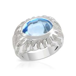 14K White Gold 9.86CTW Topaz Ring - REF-99W6H