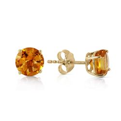 Genuine 0.95 ctw Citrine Earrings Jewelry 14KT Yellow Gold - REF-17N3R
