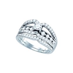 0.9 CTW Natural Diamond Bridal Engagement Ring 14K White Gold