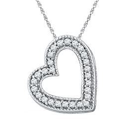 0.12 CTW Natural Diamond Heart Love Pendant 10K White Gold